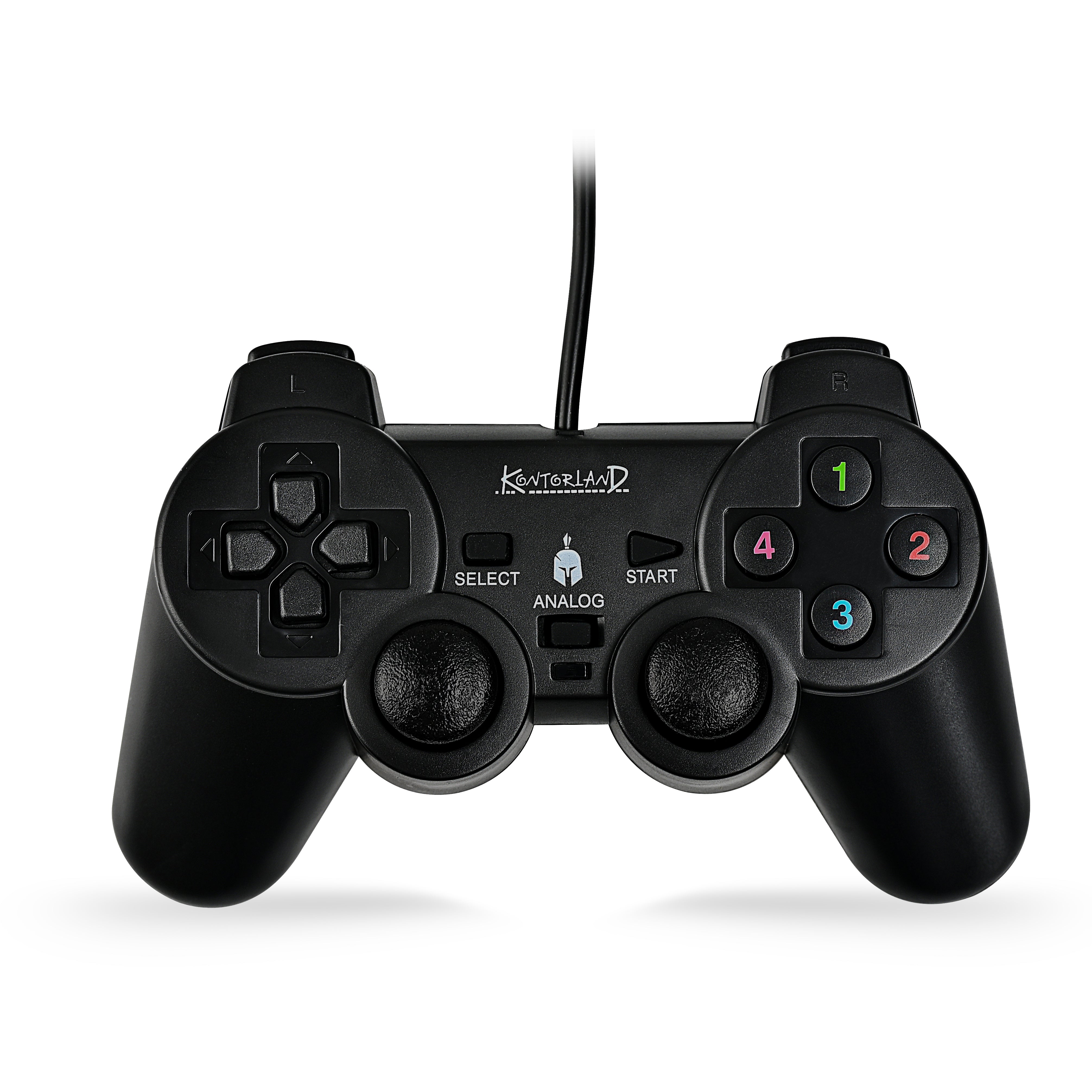 Kontorland PC uyumlu, kablolu titreşimli oyun kolunun ergonomik ön tasarımı.